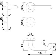 Rosettengrt.Paris 138L/42KV/42KVS Alu.F1 U-Form OB DIN L/R D/D HOPPE