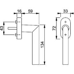 Fenstergriff Stock.0140/US956 Alu.32-42mm F1/naturf.Secustik®/VarioFit® HOPPE