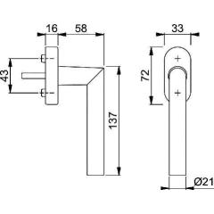 Fenstergriff Ams.0400/US956 Alu.F1/naturf.32-42mm Secustik®/VarioFit®Stand.HOPPE