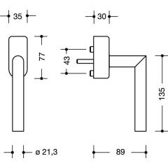 Fenstergriff abschl.162PCFGA.2 30mm Ku.99 reinweiß 30mm abschl.HEWI