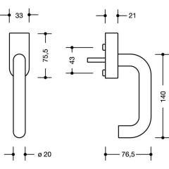 Fenstergriff 111XAFGA VA ma geschl.30mm abschl.HEWI