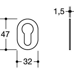 Schlüsselrostten-Paar 306XAM VA XA Schildst.1,5mm PZ ov.HEWI