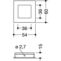 Schiebetürmuschel 544.60 PA90 tiefschwarz glänzend quad.f.HLT L.60mm B.60mm HEWI