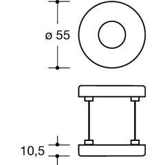 Drückerrosetten-Paar 305.23PBR 90 Ku.90 Schildst.10,5mm rd.rd.HEWI