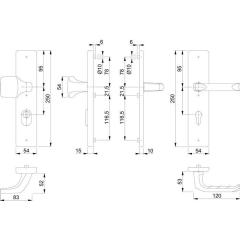 Schutzgarnitur London 61G/2222ZA/2210/113 Alu.F1 92mm 67-77mm HOPPE