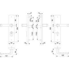 Schutzgarnitur London 113/2222ZA/2210 Alu.F1 92mm 67-77mm HOPPE