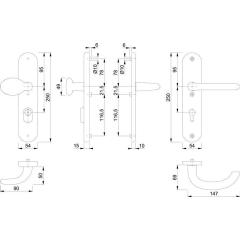 Schutzgarnitur Mar.76G/3332ZA/3410/1138 Alu.F1 72mm 36-46mm HOPPE