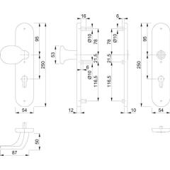 Schutzgarnitur 86G/3331/3310 Alu.F1 92mm 67-77mm HOPPE