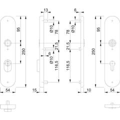 Langschildpaar E3332ZA/3310 F1/silberf.F1 PZ 92mm HOPPE
