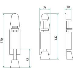 Türfeststeller 0035.4440 VA ma Hubh.28mm Türmontage INTERSTEEL