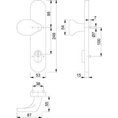 Knopflangschild E86G/3332ZA VA F69 92mm f.Kombischutz PZ 10mm HOPPE