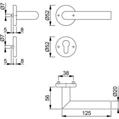 Rosettenhalbgarnitur Ams.E1400Z/42/42S VA F69 4-KT.8mm f.Kombischutz HOPPE