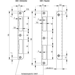 Winkelschließbl.S401 STA silber HT ktg.B20xL190mm ktg.T.20mm DIN L/R BKS