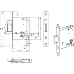 Einsteckriegelschloss 1308 PZ20/55mm SP VA ktg.BKS
