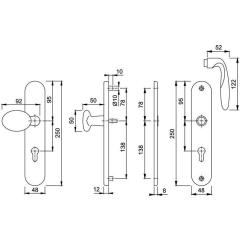 Schutzgarnitur Pisa M76G/361A/360/151 MS F77-R 92mm 67-72mm HOPPE