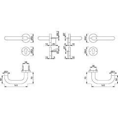 FS-Garnitur Paris FS-138/42H/42HS Alu.F1 D/D TS 45-65mm PZ rd.DIN L/R HOPPE