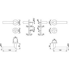 FS-Garnitur Ams.FS-1400/42H/42HS Alu.F1 D/D TS 45-65mm PZ rd.DIN L/R HOPPE