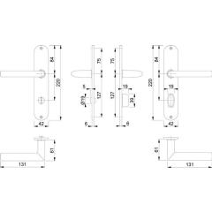 Langschildgarnitur Stock.E1140Z/302 VA F69 SK/OL 78mm DIN L/R HOPPE