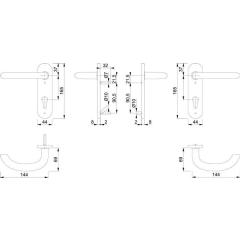 Kurzschildgarnitur Mar.E1138Z/353K VA F69 PZ rd Drückergrt.HOPPE