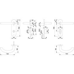Kurzschildgarnitur Mar.E1138Z/353K VA F69 SK/OL rd Drückergrt.HOPPE | 4 Stück