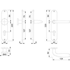 Langschildgarnitur Cardiff E48/302/1850Z VA F69 PZ 72mm DIN L/R HOPPE