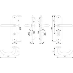 Langschildgarnitur Mar.1138/273P Alu.F1 SK/OL 78mm DIN L/R HOPPE