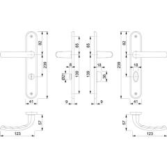 Langschildgarnitur Tôkyô M1710RH/265 MS F71 SK/OL 78mm DIN L/R HOPPE