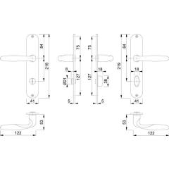 Langschildgarnitur Verona M151/302 MS F71 SK/OL 78mm DIN L/R HOPPE
