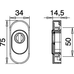 Schlüsselrosette 0815/0000 VA EST Schildst.14,5mm PZ ov.EDI