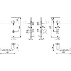 Kurzschildgarnitur Birm.1117/202KP/AP Alu.F1 SK/OL eck.Drückergrt.HOPPE
