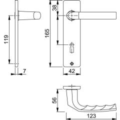 Kurzschildgarnitur Birm.1117/202KP/AP Alu.F2 OB eck.Drückergrt.HOPPE