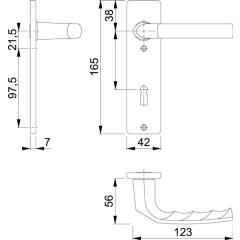 Kurzschildgarnitur Birm.1117/202KP Alu.F1 OB eck.Drückergrt.HOPPE