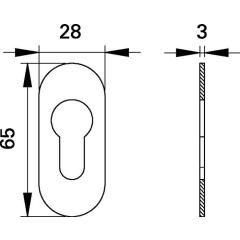 Schlüsselrosette 817/3003 VA EST Schildst.3mm PZ ov.EDI