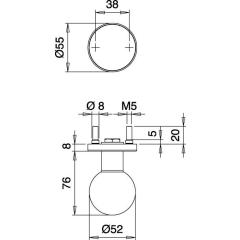 Türknopf K5/052/02 VA F00 Aufnahme M12 Kugelknopf EDI