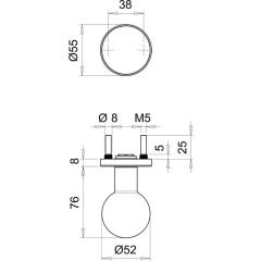 Türknopf K5/052/01 VA F00 Aufnahme 8mm Kugelknopf EDI