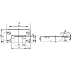 Bodenschließmulde 9009 Treibriegelverschlüsse 100 x 56 x 20mm BKS