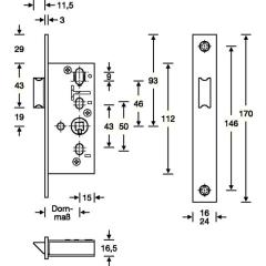 RR-Fallen-Einsteckschloss 24/ 30mm DIN L/R VA ktg.SSF