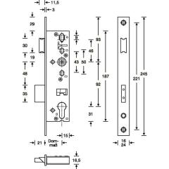 Panik-RR-Einsteckschl.B DIN re.einwärts 24/245/45/92/9mm Kl 3 ktg.SSF