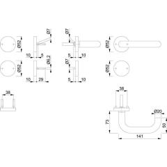 FS-Garnitur Paris FS-E138/42H/42HS VA F69 -/D TS 45-65mm UG/bl.rd.DIN L/R HOPPE