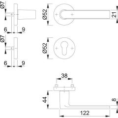 Rosettengrt.Los Angeles M1642/42KV/42KVS MS F96-1-R rd.PZ DIN L/R D/D HOPPE