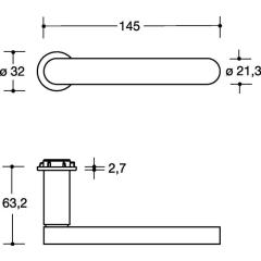 Türdrückerpaar 270XAM06.130 VA XA 4-KT.8mm HEWI