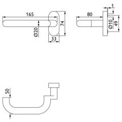Profiltürdrückerlochteil NW-501-1 VA 60 U-Form 8mm m.Ans.TECWERK