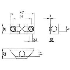 Stangenführung zu Untersatz Vario f.Rundstange 10mm silber elox.DENI