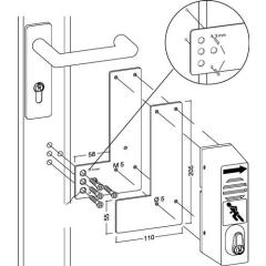 Montagepl.901-/ 991 470 Mont.an GLT Schwenk-Türwächter DIN L/R L175xB110mm GFS