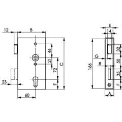 Panikgittertorschloss 140PGN Fkt.D ktg 24/60/72/9mm DIN R VA AMF