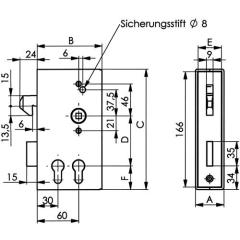 Schiebetorschlosskasten 140SD-40ZW DIN L/R Maß A40xB94,5xC173mm Dornm.30/60mm