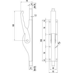 Tortreibriegel PLANO 16mm Schlaufenanzahl 4 STA hell verz.DENI