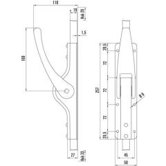 Tortreibriegel PLANO 19mm Schlaufenanzahl 4 LM hell verz.DENI