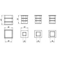 Steinbuchse f.Vierkantstangen 13mm Gusseisen 2-tlg.DENI