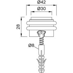 Bodentürpuffer 2053.31 D.42mm H.28mm Alu.silberf.elox.Dübelmontage KWS